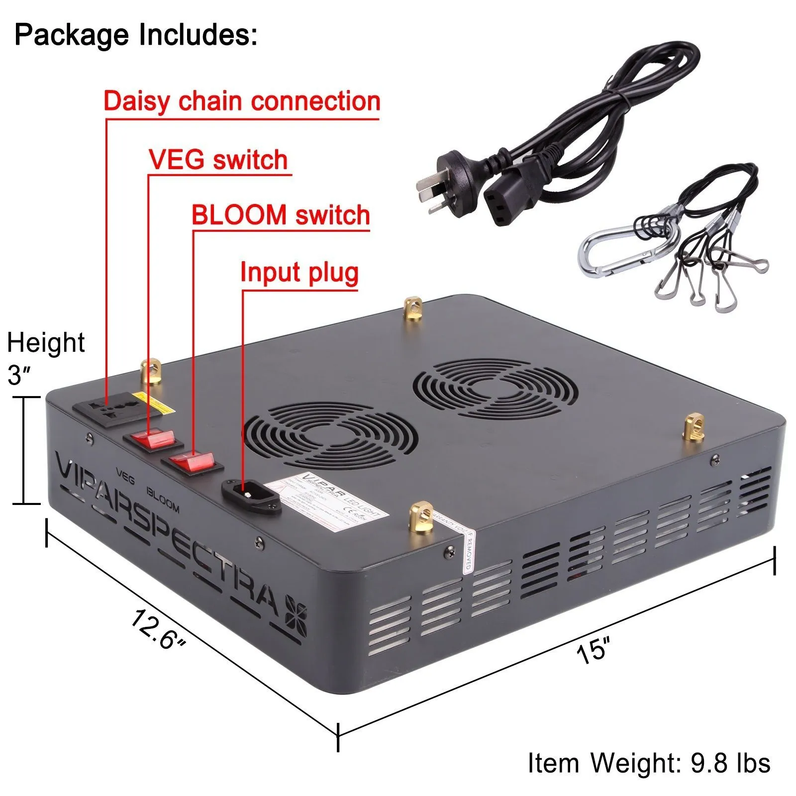2 Viparspectra 600 Watt LED Grow Lights