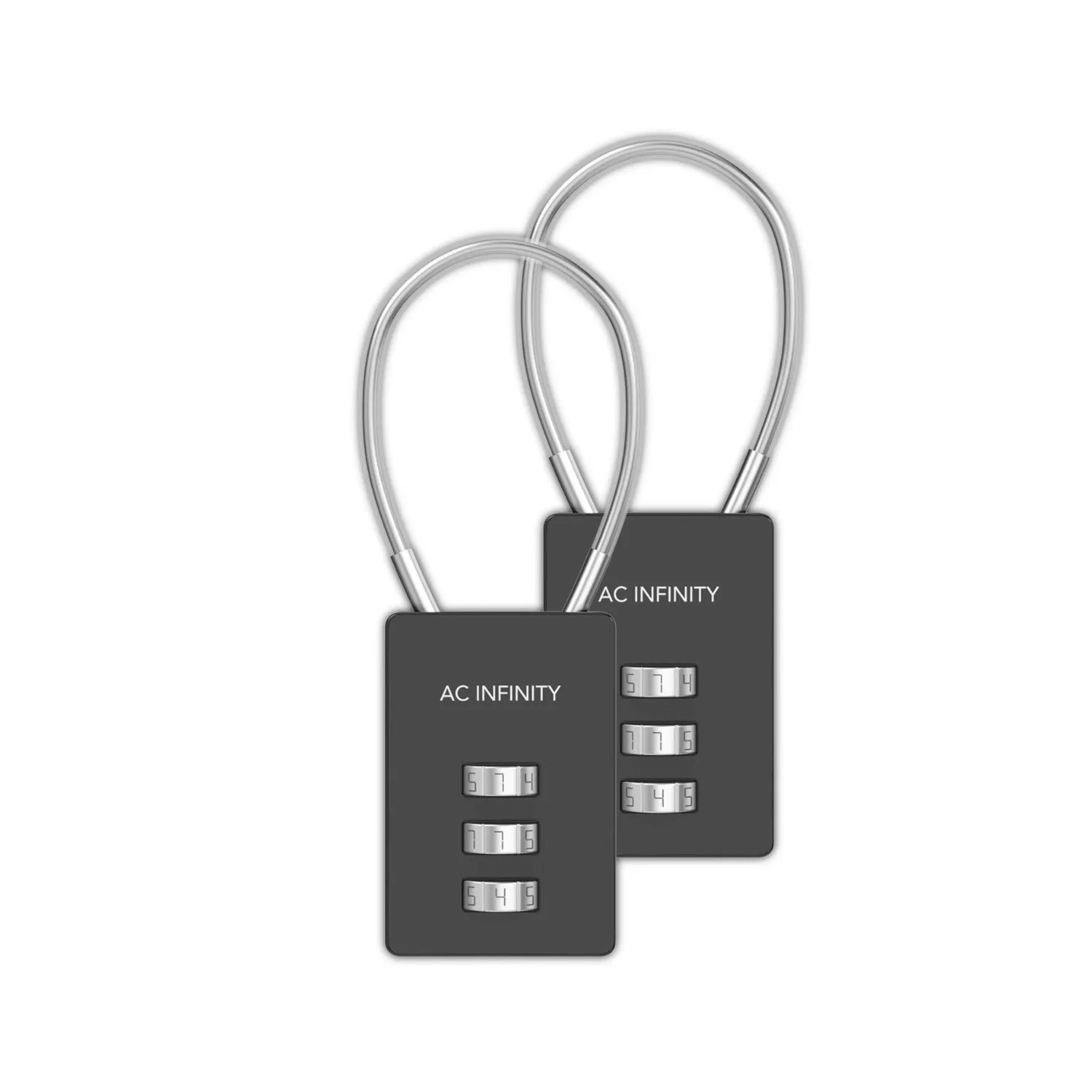 AC Infinity Combination Lock, Flexible Steel Cable Loop, 2-Pack