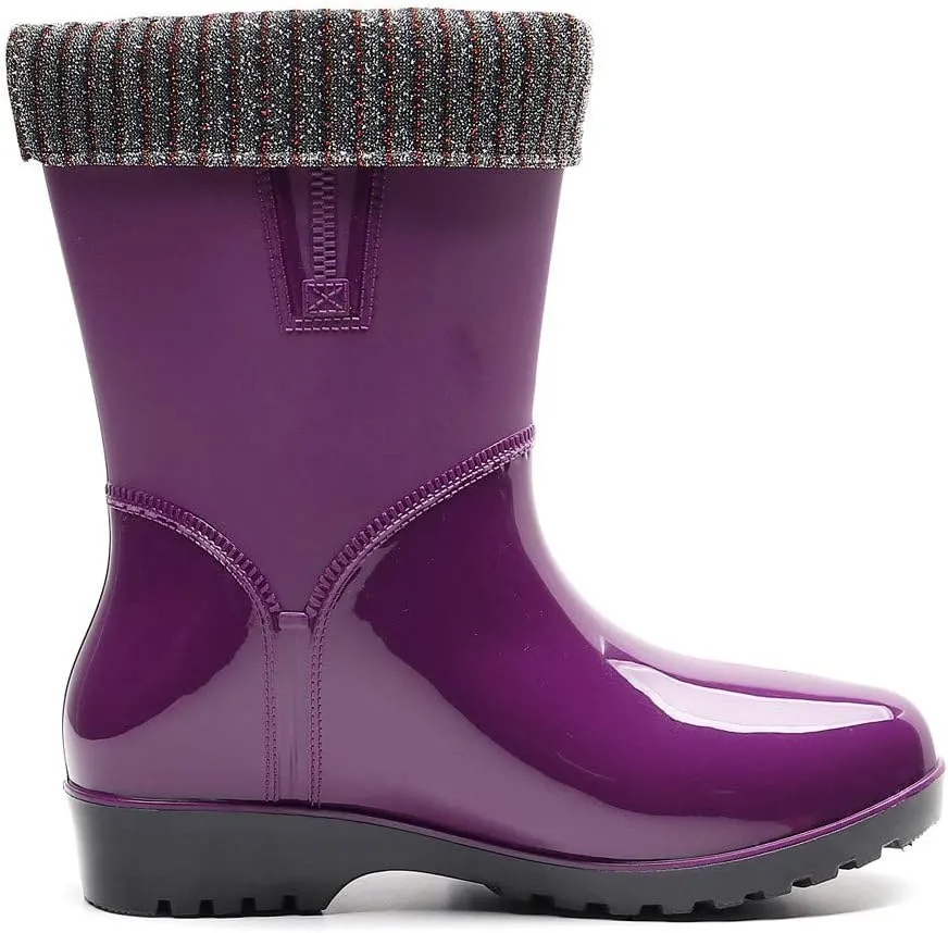 AMDBEL Rain Boots For Women, Women's Mid Calf Rain Boots Waterproof Garden Rain Shoes Anti-Slipping Rainboots for Ladies
