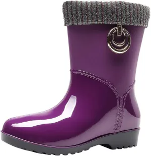 AMDBEL Rain Boots For Women, Women's Mid Calf Rain Boots Waterproof Garden Rain Shoes Anti-Slipping Rainboots for Ladies