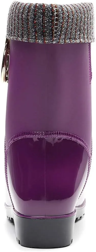AMDBEL Rain Boots For Women, Women's Mid Calf Rain Boots Waterproof Garden Rain Shoes Anti-Slipping Rainboots for Ladies