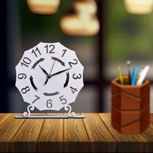 RAYART Stylish Table Clock, Tabel Watch, Manual Adjustment, Easy Battery Replacement, Ideal for Vintage Decor for Home & Office (Height 18 cm).